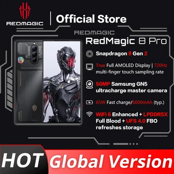 Global Versie Redmagic 8 Pro 5G 6.8 inch 120Hz AMOLED Snapdragon 8 Gen 2 Octa Core 80W supersnel opladen 6000mAh NFC