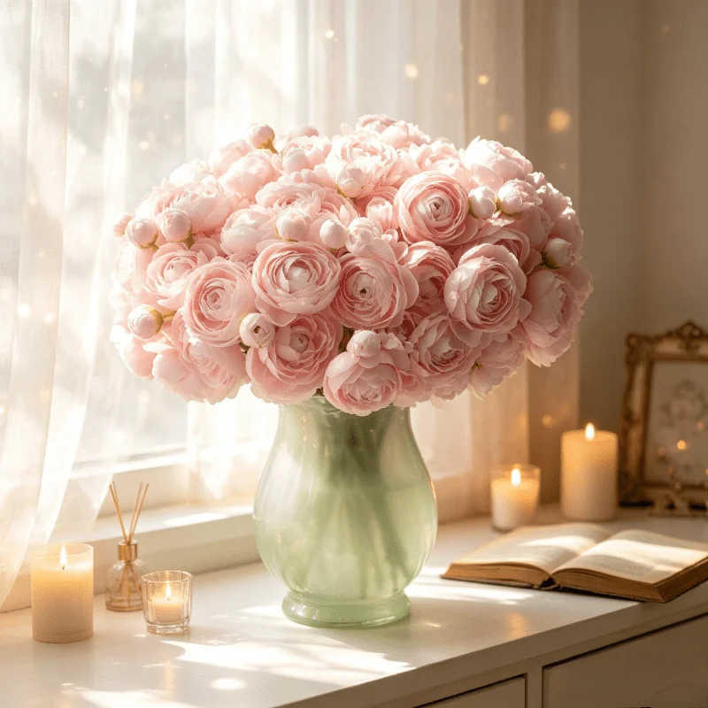 Camellia Artificial Flowers Flowers Real Touch Ranunculu Artificial Silk Flower Bouquets for Centerpieces, Home Decoration