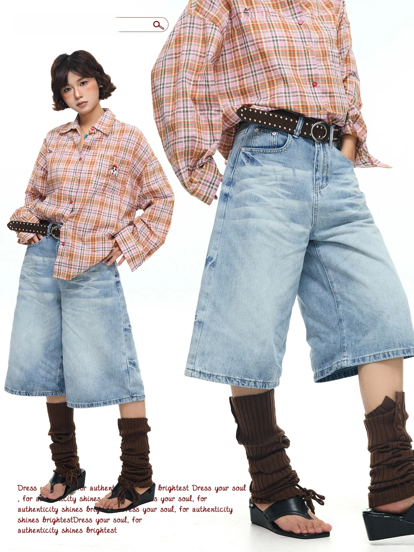

Womens Vintage American Waed Wide Leg Jeans orts Straight Cut mid Length Seven Casual Loose Fit Denim orts