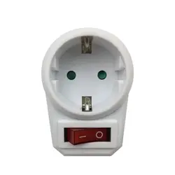 European Conversion Plug 1 to 1 Way Power Adapter Adaptor with Switch EU Travel Socket L9BE
