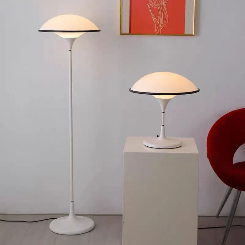 

Foggy saucer floor lamp Medieval Bauhaus UFO lamp LED white sofa side Vertical Lamp Living Model Room Bedroom corner light