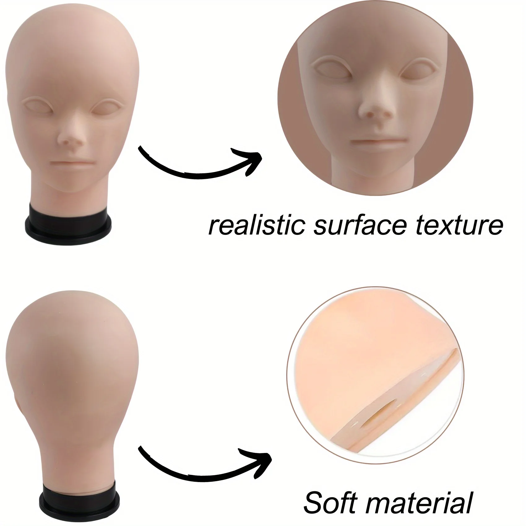 Tête de mannequin de cosmétologie bricolage pour le maquillage, tête de mannequin chauve pour la formation au maquillage, perruque exécutive, accessoires pour cheveux, affichage de chapeau et de lunettes