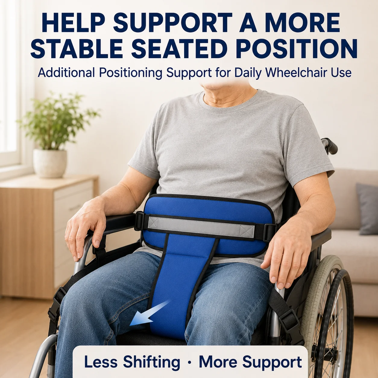 Wheelchair Safety Belt Adjustable Padded Positioning Harness Anti-Slip Support for Elderly Adults Wheelchair Chair Accessories