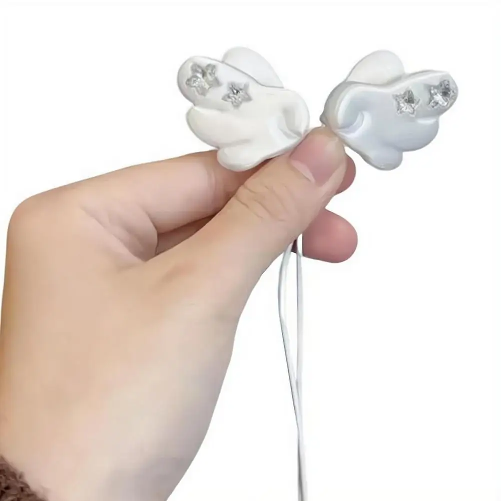 Image of Kopfhörer-Clips für kabelgebundene Ohrhörer, schimmernde Stern-Dekorationen, rosa, weiß, Kunststoff, niedliches Zubehör, Geschenk für Musikliebhaber, 2 Stück, Paar