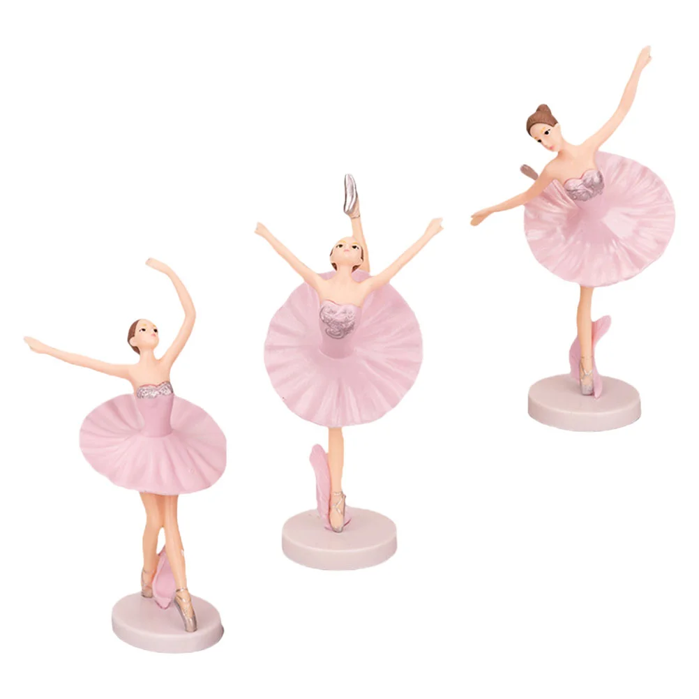 

3 Pcs Ballet Figures Girl Dolls Kid Toys Dancer Cupcake Toppers Princess Jewelry Ornaments Pvc Home Decor Child for Girls