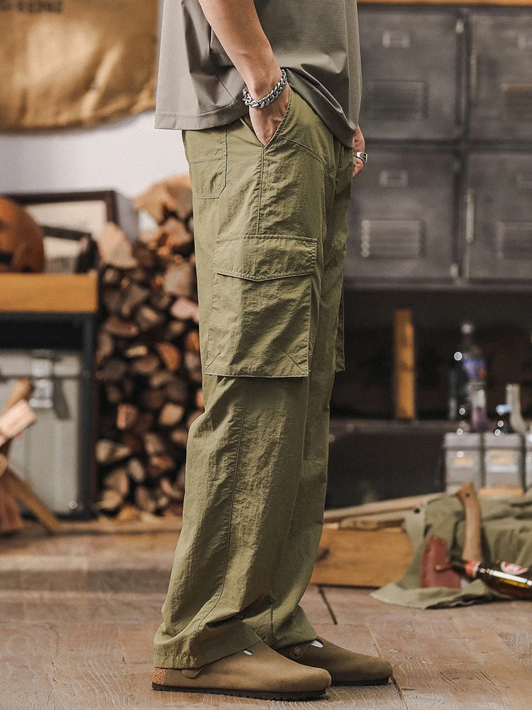 American Sle Qui Dry Waterproof Work Trousers Men Summer Thin Ice Silk Loose Straight Casual Outdoor Pants