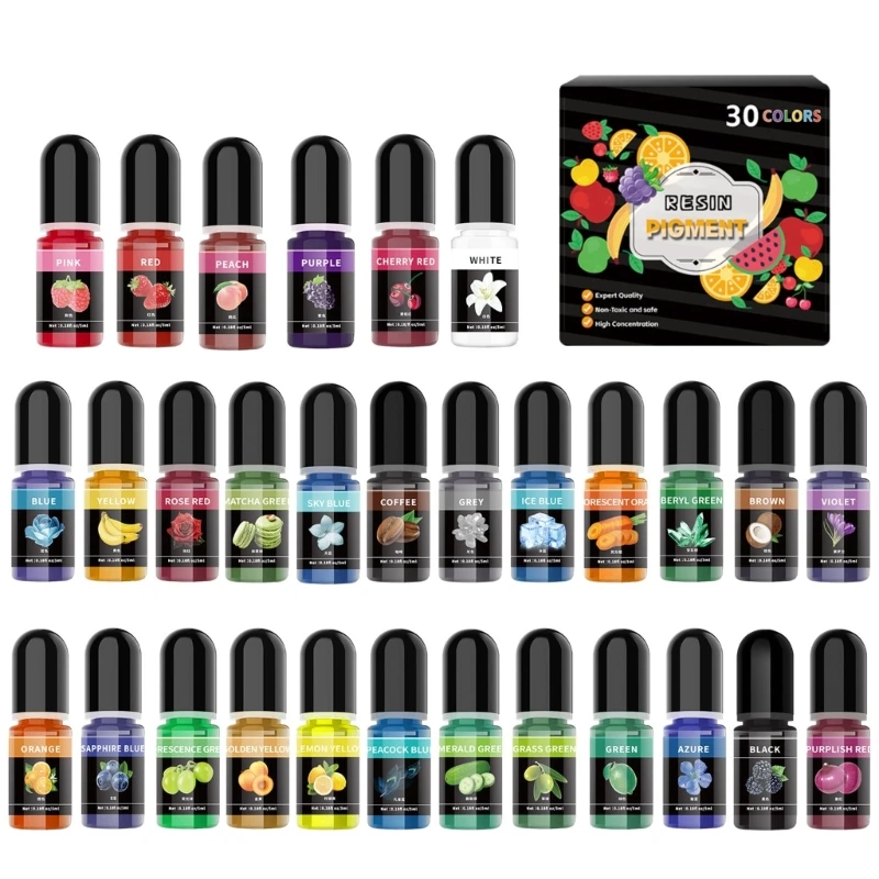 Practical Oil Based Epoxy Pigment Set 5ml Each Bottle 30 Vibranting Color Accessory for Crafting and Decoration