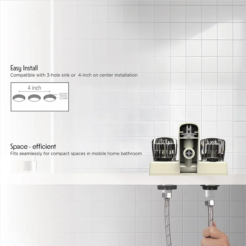 

RV Tub & Shower Faucet Valve Diverter With Smoked Acrylic Knobs RV Bathroom Faucets