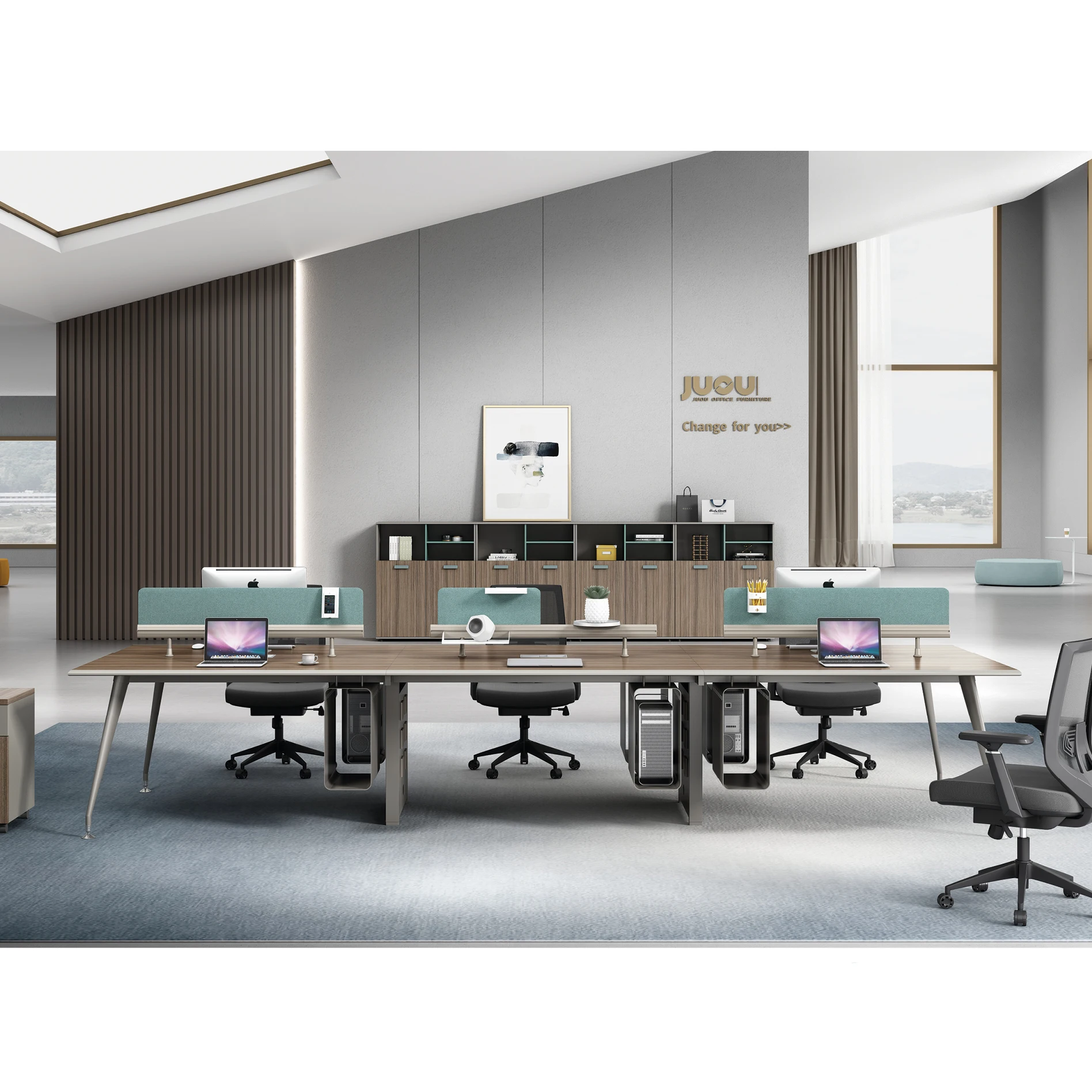 

Modern Office Furniture Office Desk Wood Muebles De Oficina Office Staff Open Module Workstation for 2 4 6 8 Person