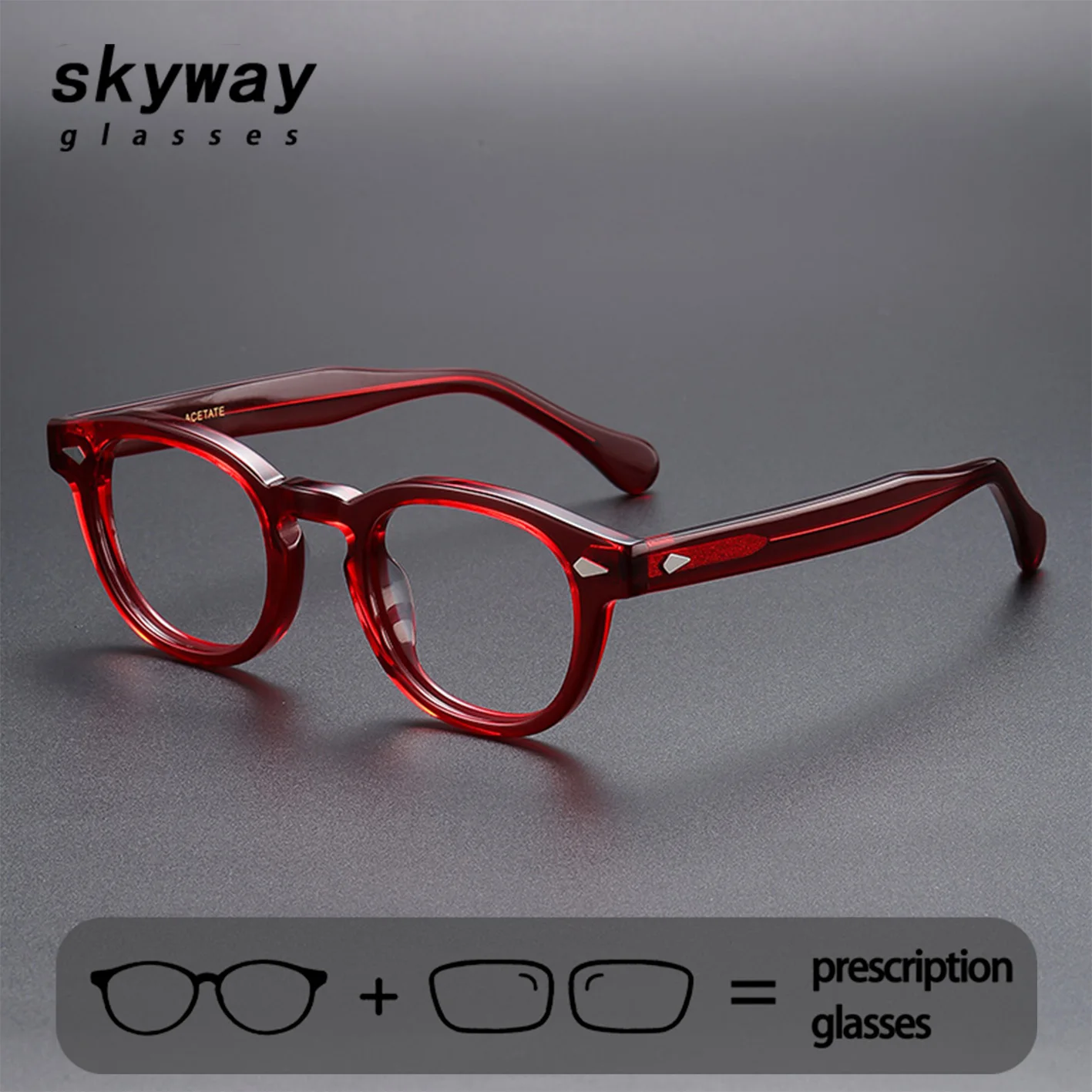 SKYWAY Designer Eyewear Unisex Full Rim Acetate Eyeglass Frame Retro Tortoiseshell Print Prescription Optical Frame for Daily
