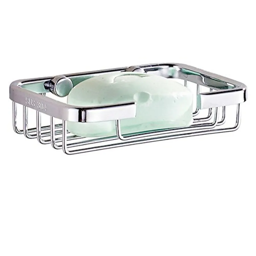 304 Stainless Steel Soap Dish Holder, Storage Soap Saver Wall Mounted for Kitchen Sink Bathroom Shower, Drainable and Rust Proo