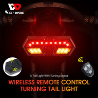 WEST BIKING BikeTaillight LED Turn Signal MTB Bicycle HornLight Waterproof USB Rechargeable Wireless Remote Cycling Rear Lamp