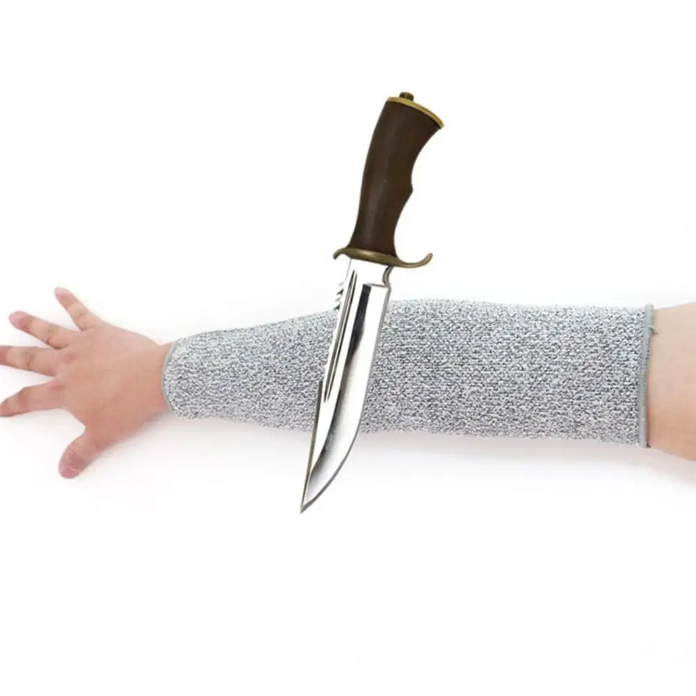 1 par reutilizável nível 5 hppe corte resistente mangas de braço proteção de trabalho guarda de braço sem dedos com buraco polegar capa de manga de braço