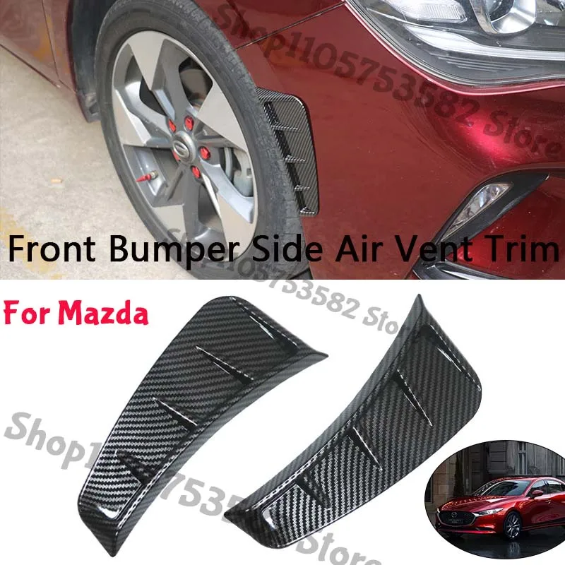 1Pair Car Front Bumper Side Air Vent Trim Carbon Fiber Style For Mazda Universal Exterior Decoration Cover
