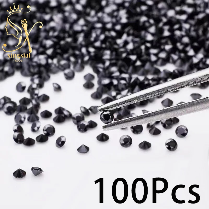0.7-3.0mm Black White Melee Moissanite Excellent Cut 8H8A Round Cut Wholesale Price  For DIY jewelry Ring Earring Making