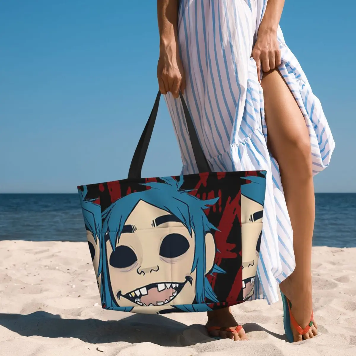 

Feel Good Gorillaz Virtual Band Beach Tote Bag Sport Gym Yoga Duffle Large Tote Bag Women Travel Bag Fitness bag