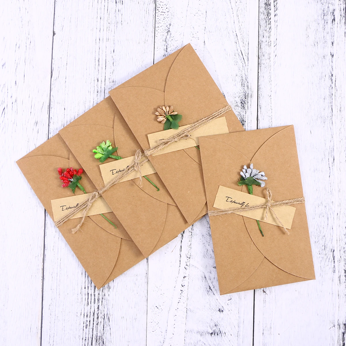 

16 Retro Kraft Paper Greeting Cards Large Size DIY Holiday Christmas New Year Dried Flowers Wedding Anniversary Mother Day