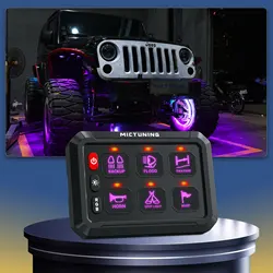 MICTUNING 6 Gangs Universal LED Switch Panel 12V Light On-Off Control Relays System  for SUV Boat Caravan