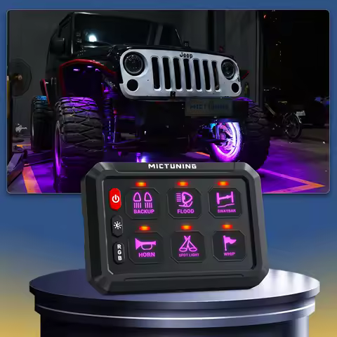 MICTUNING 6 Gangs Universal LED Switch Panel 12V Light On-Off Control Relays System for SUV Boat Caravan