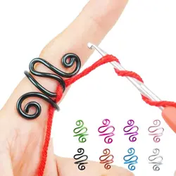 Sewing Accessories Adjustable Crochet Finger Ring Thimble Ring Crafts Knitting Loop Crochet DIY Finger Wear Yarn Guides