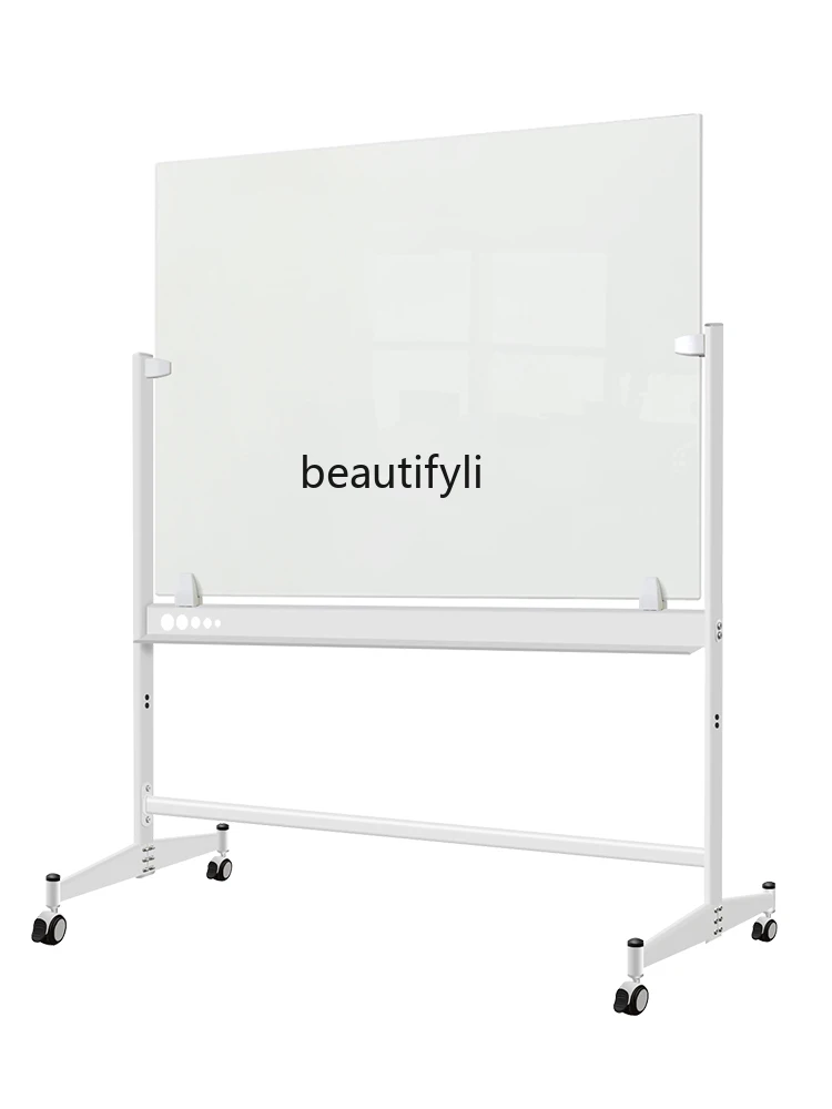 

Tempered Glass Whiteboard Writing Board Bracket Type Magnetic with Rack Can Be Projection Board Office Meeting Notice Board