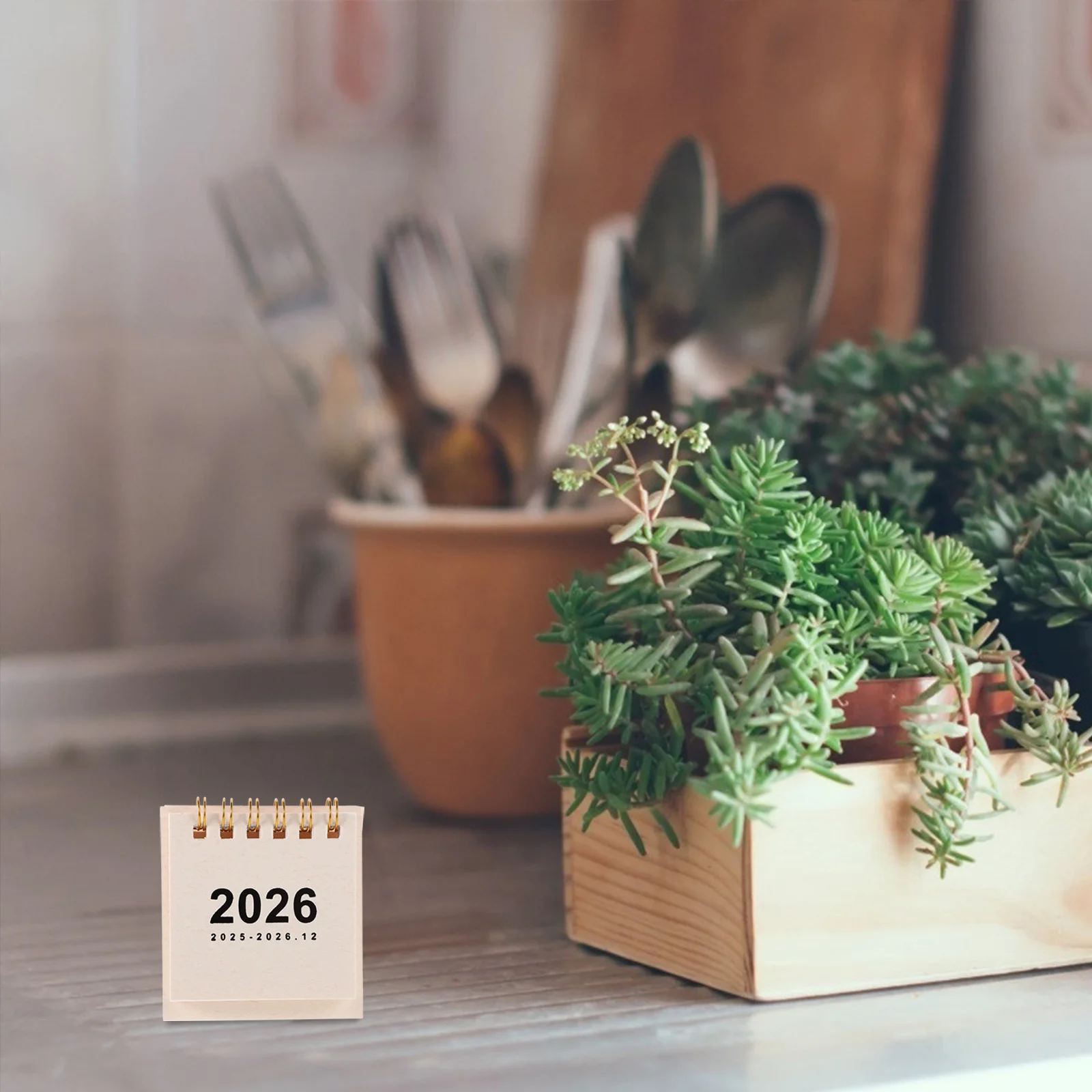 

Mini Desk Calendar 2026 Elegant 2026 Layout with Sturdy Stand for Productivity Daily Planning Beige Small Desk Calendars