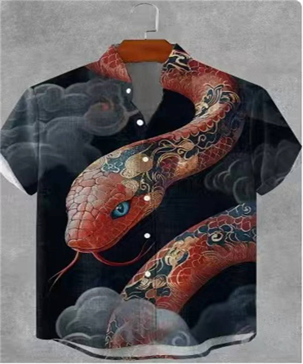 Men's shirt printed lapel summer short-sleeved Hawaiian simple new daily vacation breathable casual comfortable shirt
