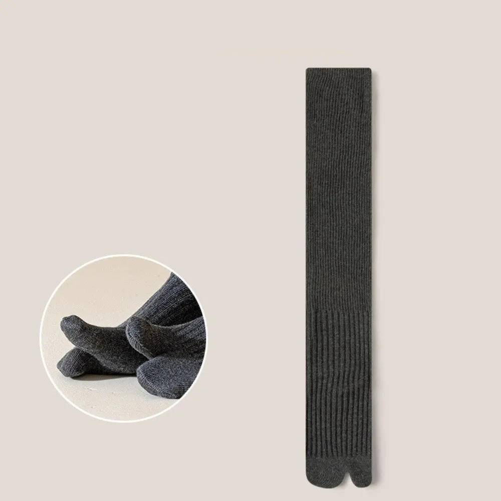 

Удобные однотонные женские длинные носки, мягкие носки в японском стиле с двумя пальцами, высокая эластичность, длинные носки с раздельным носком, осень