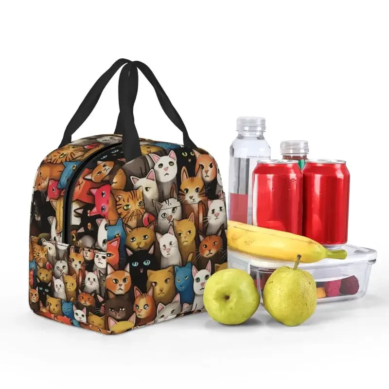 Cartoon Kitten Cat Lunch Box per le donne borsa termica impermeabile per il pranzo isolata per alimenti borsa da Picnic portatile per la scuola dei