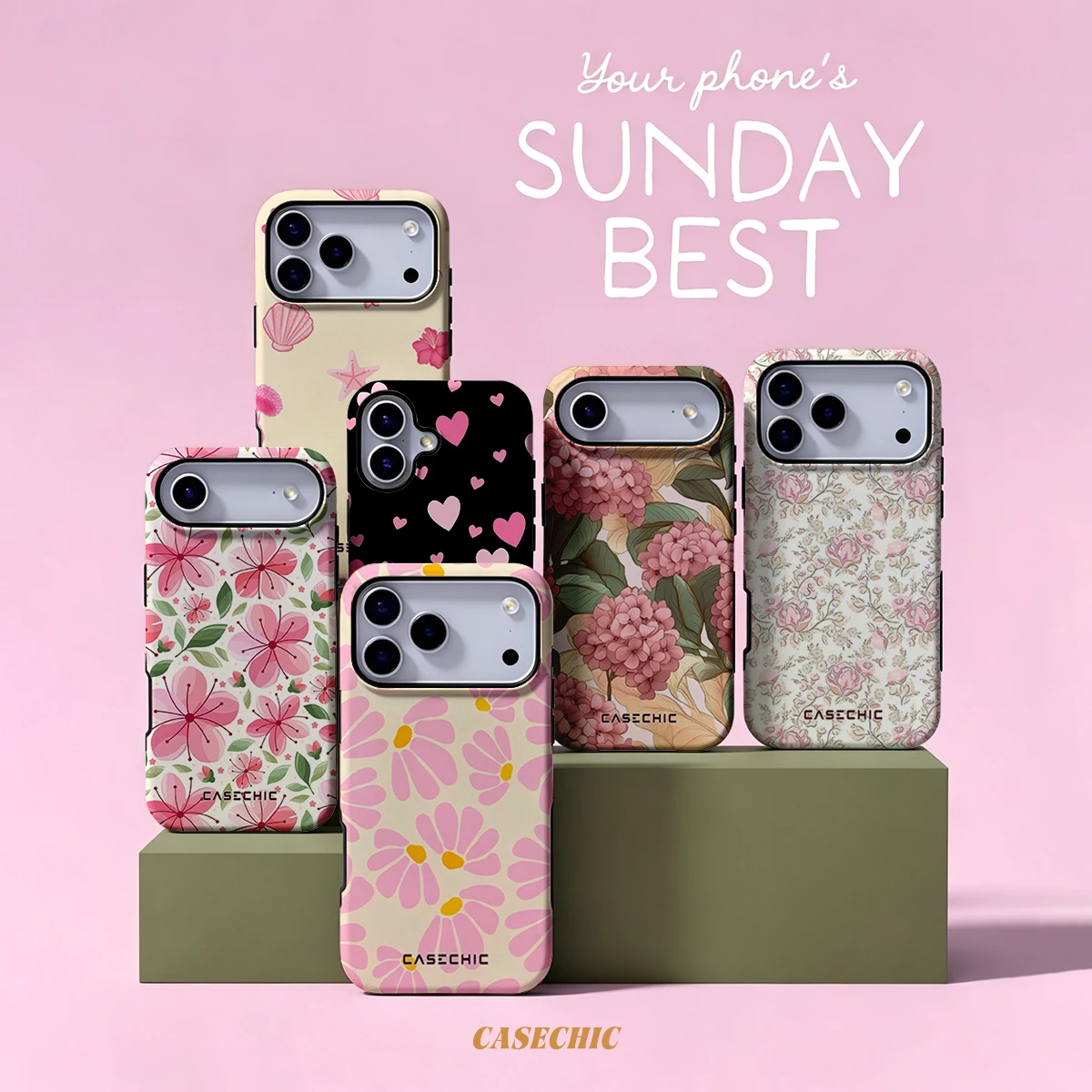 Pastel Pink Daisy For Samsung Galaxy S26 S25 S24 A56 A36 Dual Layer Luxury Fashion Full Lens Protective phone Cover CaseChic