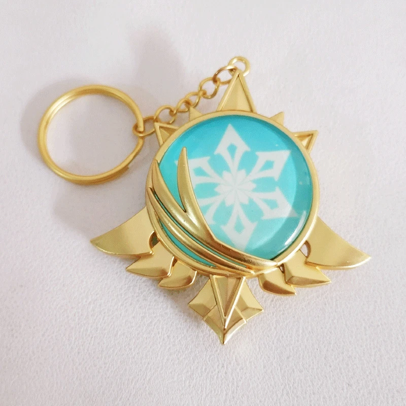 Anime Genshin Impact Mondstadt Glow Badge Keychain Element Vision Diluc Ragnvindr Cosplay Accessories Pendant Gifts 8cm Large