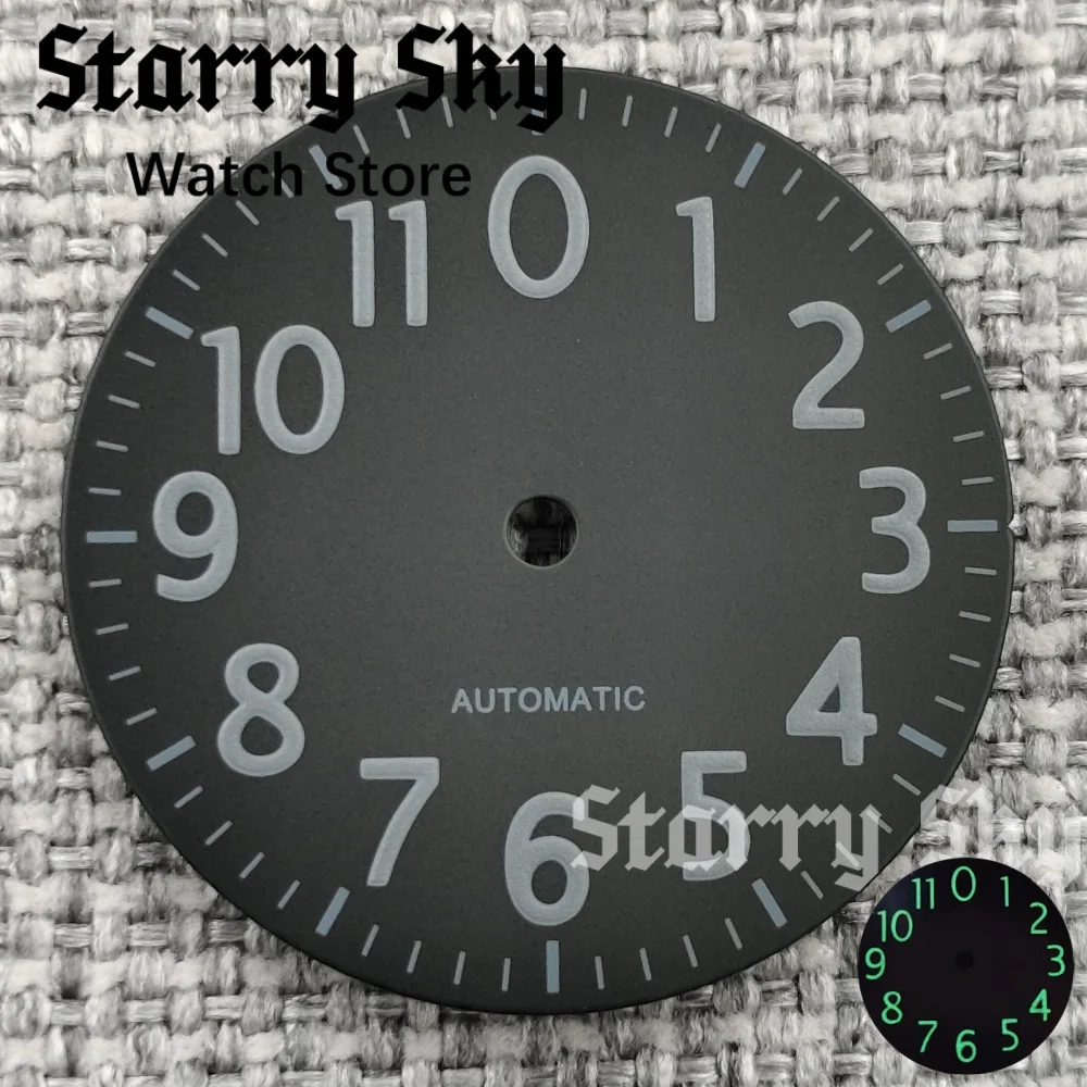 Starry Sky 29mm Black/White/Blue/Green Arabic Numeral Watch Dials With Green Luminous Fit NH35/PT5000 Movement Watch Accessories