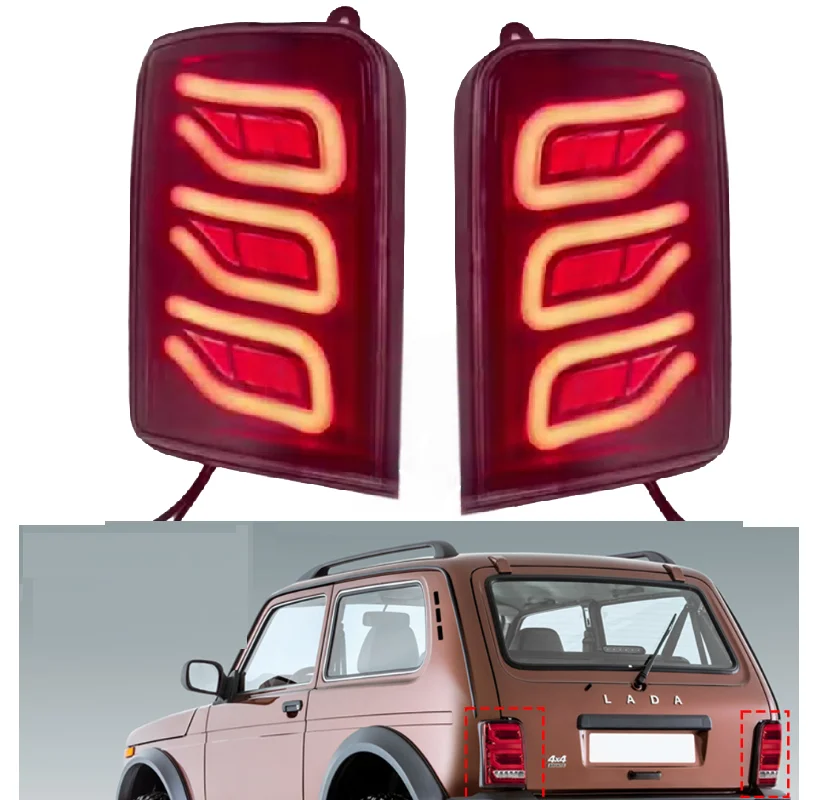Rear Led Taillamps For Lada Niva 1995+ Suv Led rear lights assembly with Brake Turn signal Lights Accessories