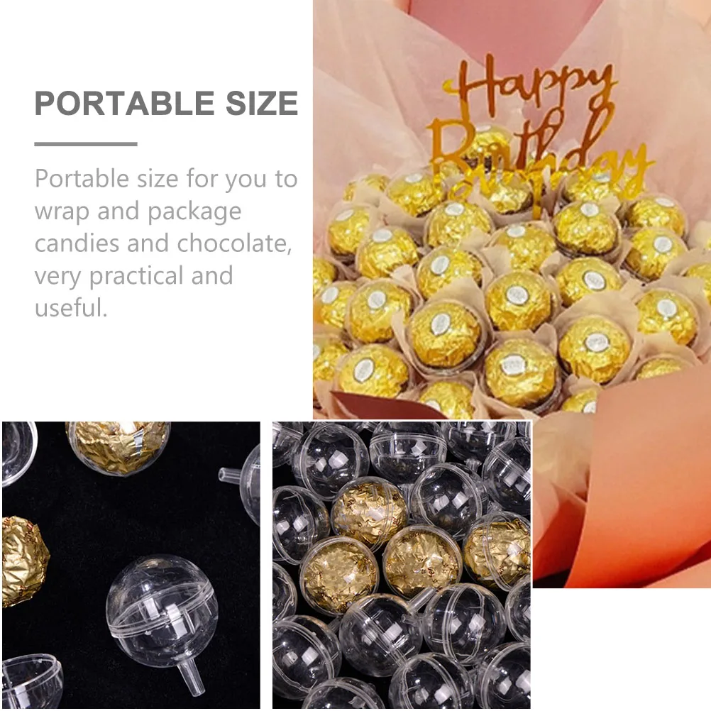 

60 Pcs Chocolate Packaging Balls Clear Holders for Candy Truffle Wrappers Decorative Elegant PartyFlower Bouquet Rack