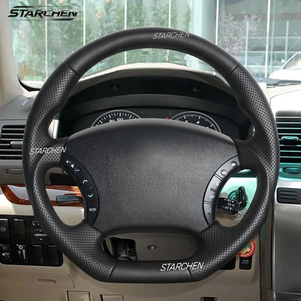 Black Microfiber Leather Steering Wheel for Toyota 4Runner/Lexus GX470 2003-2009 Tundra 2003-2006 Tacoma 2005-2011 Sequoia 2003-2007 Sienna 2004-2010 Prado 2002-2009 Non-Heated