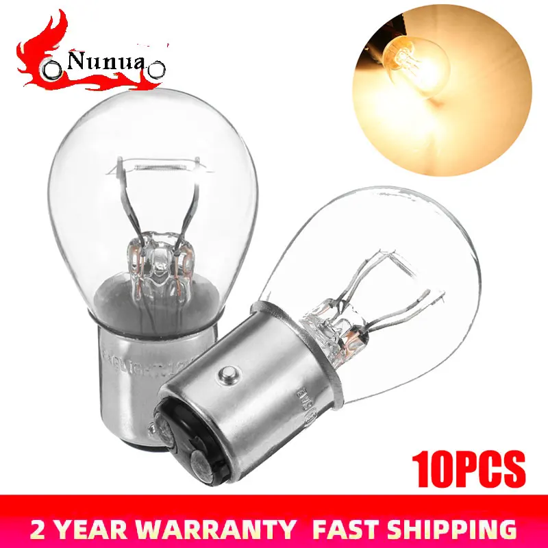 10PCS DC12V 1157 BAY15D Halogen Bulb Turn Singal Light Car Boat Reverse Brake Backup Lamp Tail Light Transparent Reversing Light