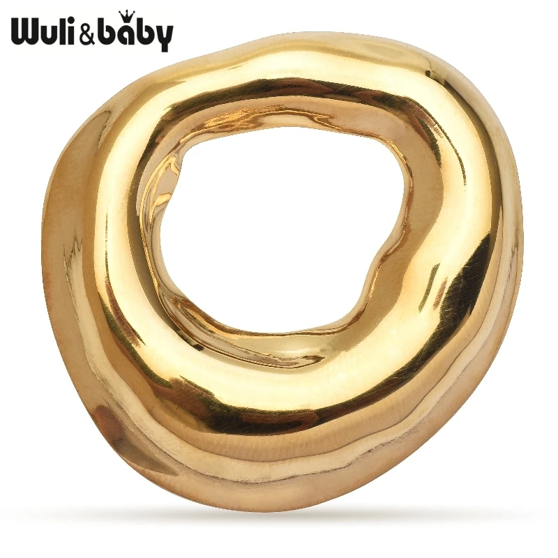 Wuli&baby Stainless Steel Circle Brooches For Women Unisex 2-color Easy-match Casual Party Brooch Pins Gifts