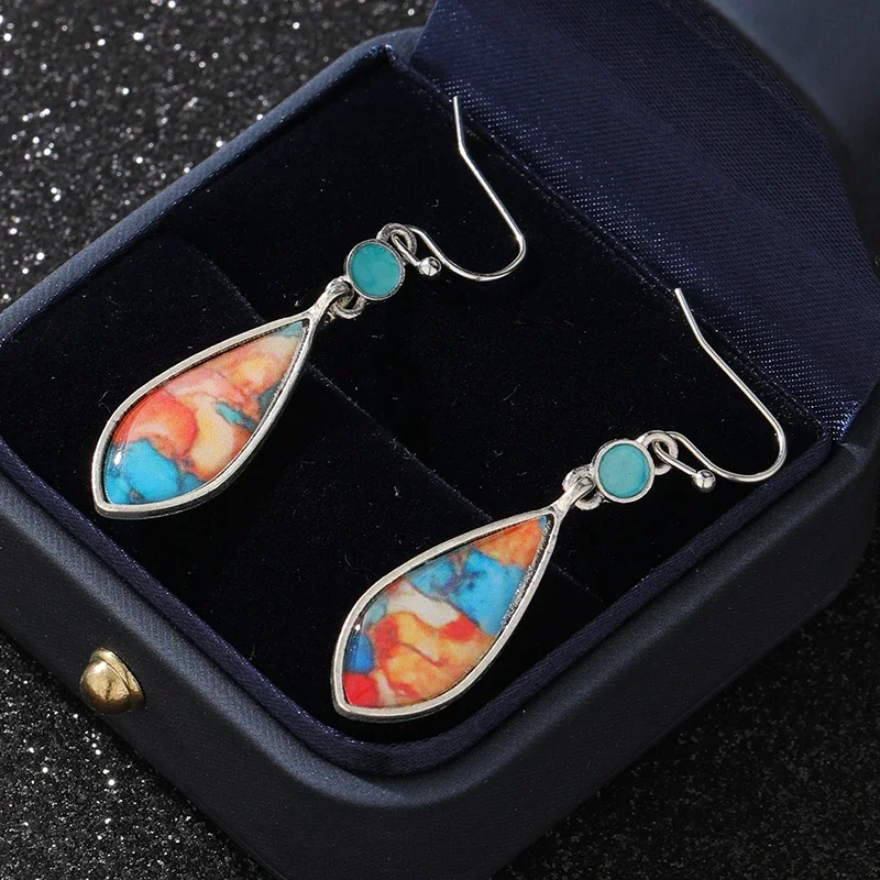 Vintage Style Colorful Artificial Enamel Dangle Earrings for Women Girls 2023 New Fashion Wedding Jewelry Accessories Party Gift