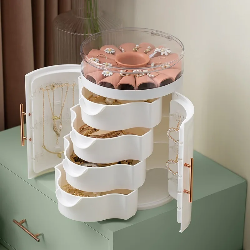 Large Jewelry Box Transparent Earring Ring Organizer Boxes Women Makeup Jewellery Storage Cases Necklace Bracelet Display Case