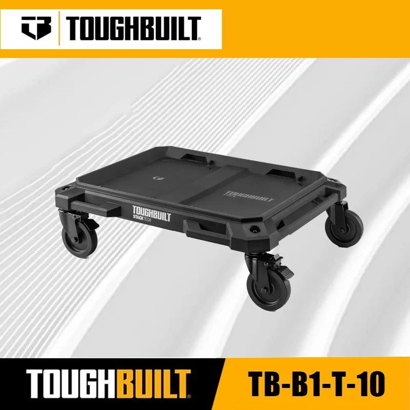 

TOUGHBUIL TB-B1-T-10 toolbox comes with a universal push wheel base, support base, and flat tool cart