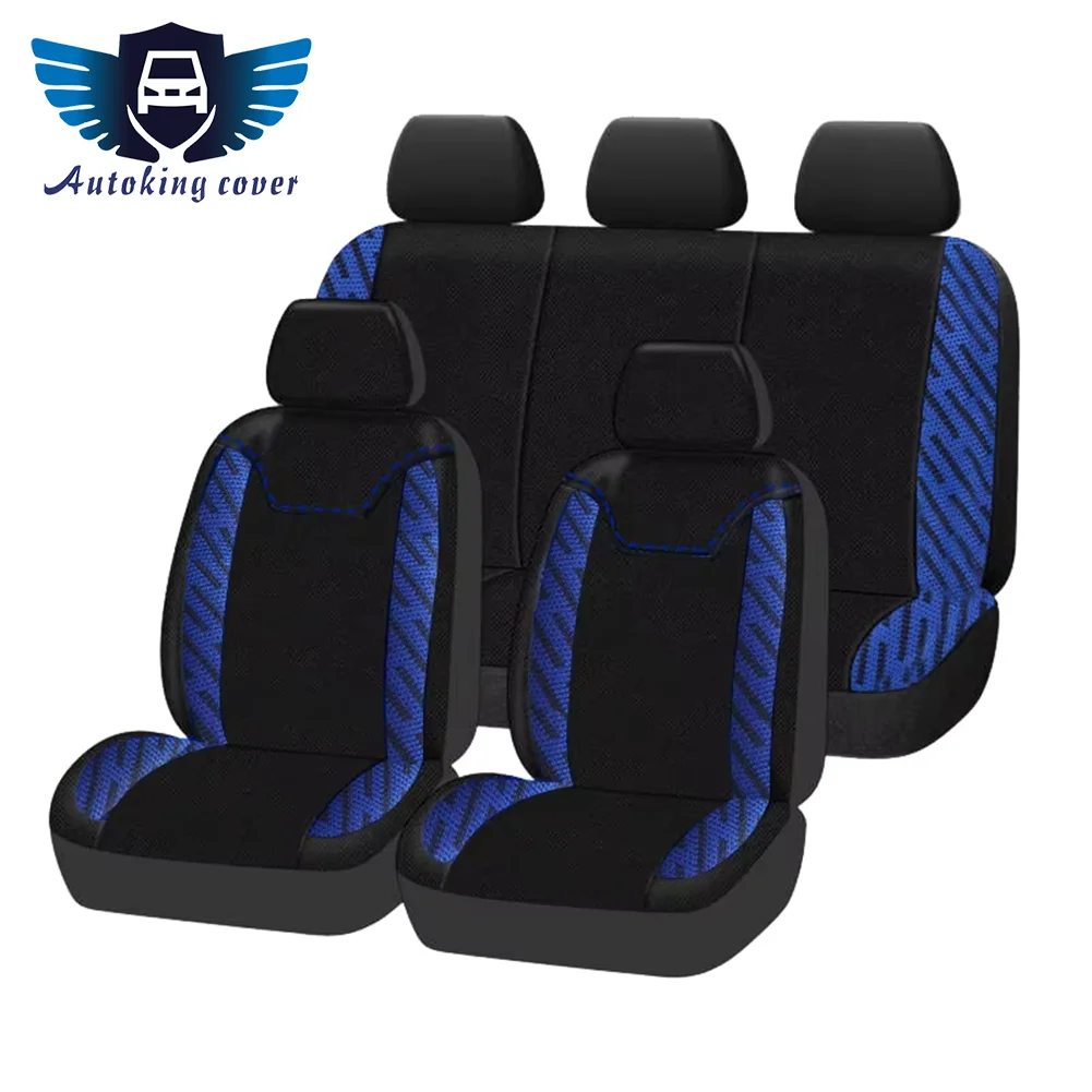 AUTOKING Universal Polyester Jacquard Fabric Car Seat Covers Set 4/9pcs Fit For Most Car Suv Van Track Accessories Interior