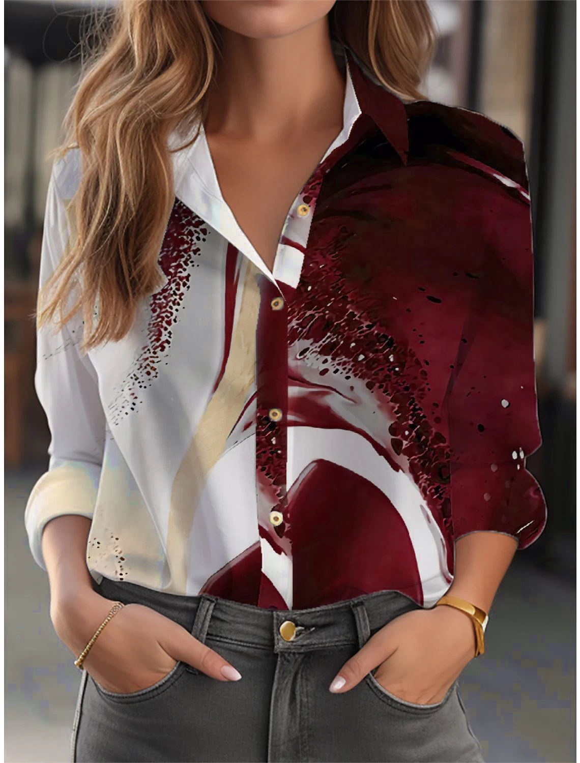 

Fashion Tie-dye Style Women Shirts Long Sleeve 3D Printed Gradient Street Trend Ladies Blouse 3XL Plus Size Casual Shirt