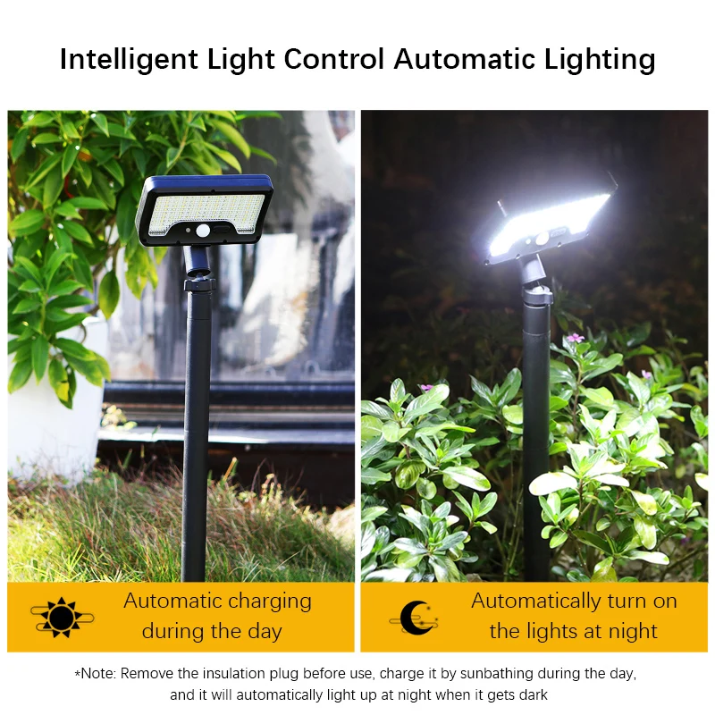 Solar Motion Sensor Garden Light, 5 - 6m Detection, 360° Rotatable Lamp, 4 Lighting Modes, Weatherproof Lighting, for Outdoor