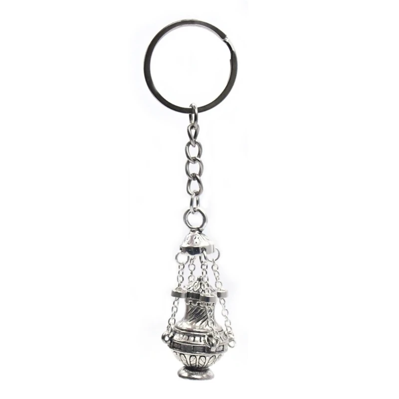 Silver Tone Christian Faith Keychain Religious Gift Censer Keyring for Bag