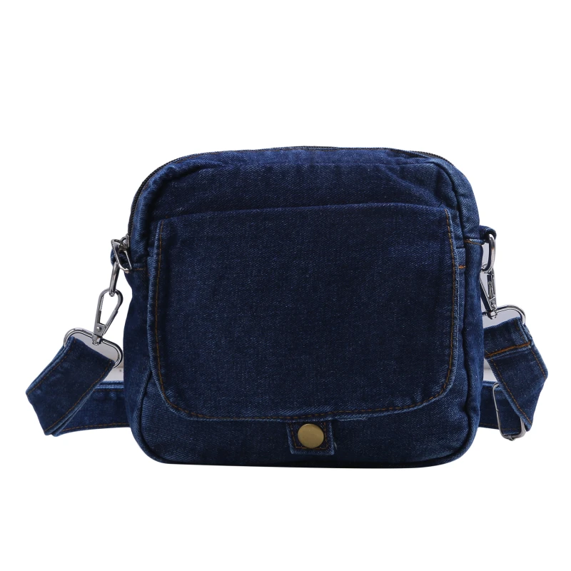 Lady Small Vintage Denim Fabric Messenger Bag Women Jean Sling Shoulder Crossbody College Girls Denim Bag