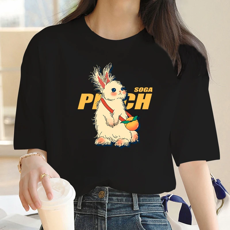 Pach RabbitFor Women's High-Quality Summer Printed T-shirt 100% Cotton Casual Oversized Y2k 2023 Personality Sleeve O-neck S-7XL