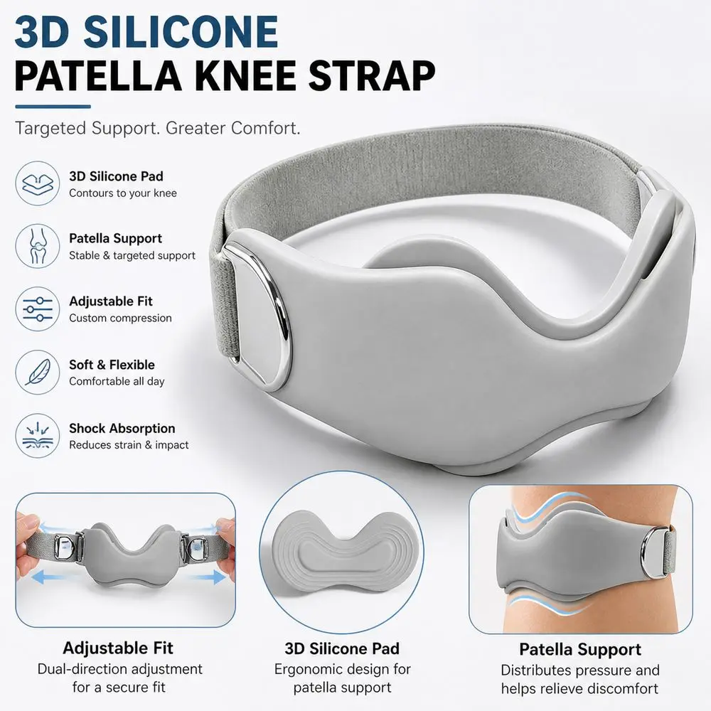 Silicone Patella Tendon Knee Straps Fixed Protection Knee Support Patella Knee Strap Flexible Highly Elastic