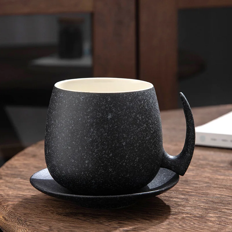 Creative Ceramic Office Mug Creative Boutique Ceramic Office Mug Coffee Mug with A Cup Seat Lightweight Luxury Retro Office New