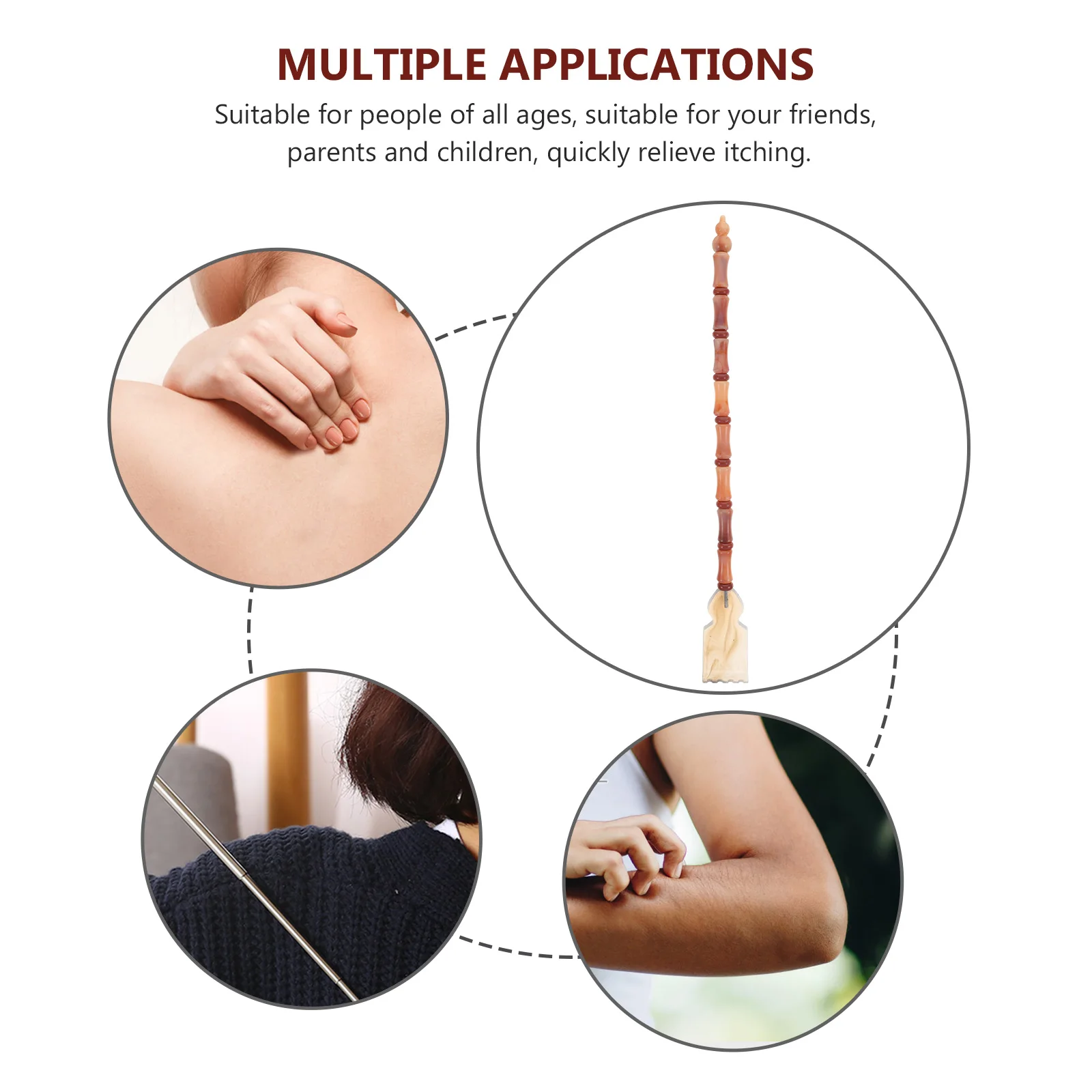 

Ergonomic Back Massager Long Handle for Itch Relief Ox Horn Scratch Tool Wood Scratcher Body Tickler Massage Aid