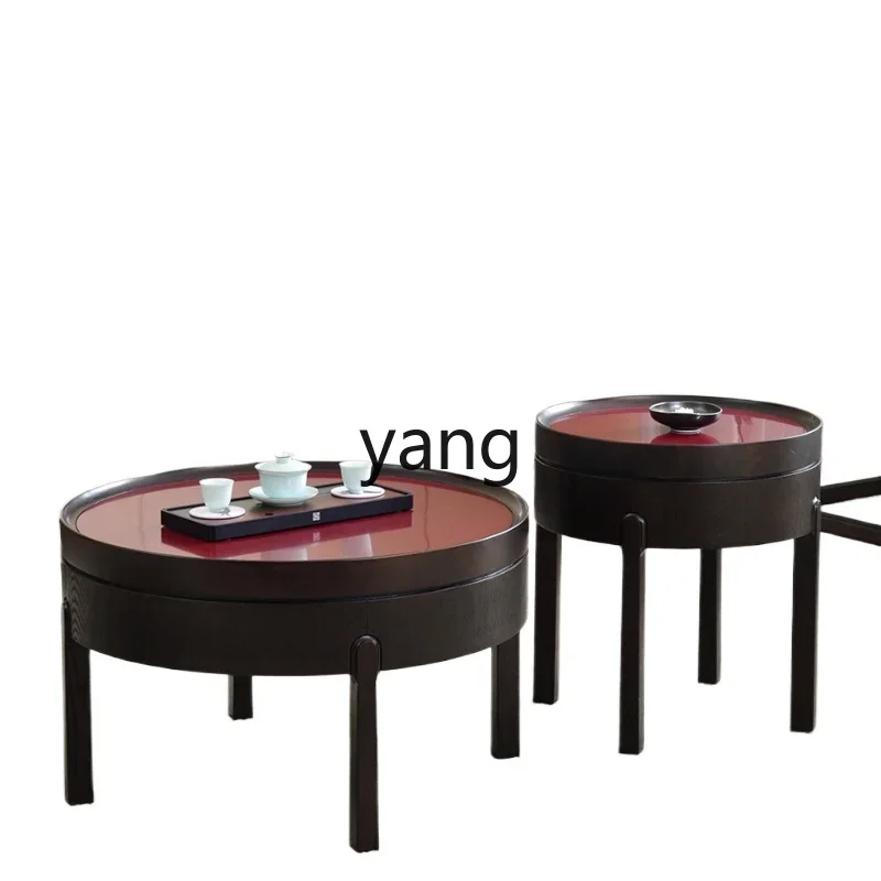 

LH New Chinese Modern Round Coffee Table Size Combination Solid Wood Round Table Storage Ash Wood Creative Corner Table